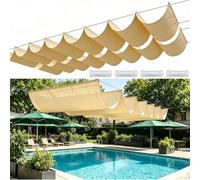 Tenda a Rullo Scorrevole a Forma di U 120 x 750 cm Personalizzabile, Regolabile, Protezione Dai Raggi Uv, Protezione Solare, Impermeabile Onda Vela D'Ombra Ricambio per Giardino, Giallo sabbia