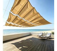 Tenda a Rullo Scorrevole a Forma di U 140 x 950 cm Regolabile, Resistente Agli Strappi, Impermeabile, Anti-Uv 98%, Protezione Solare Tenda da Sole per Esterno per Esterni, Giardino, Giallo sabbia