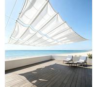 Tenda a Rullo Scorrevole a Forma di U 220 x 320 cm Regolabile, Resistente Agli Strappi, Impermeabile, Anti-Uv 98%, Protezione Solare Tenda da Sole per Esterno per Esterni, Giardino, Bianco