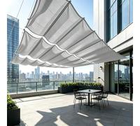 Tenda a Rullo Scorrevole a Forma di U 245 x 300 cm Regolabile, Resistente Agli Strappi, Impermeabile, Anti-Uv 98%, Protezione Solare Onda Vela D'Ombra Ricambio per Giardino Sabbia, Grigio Chiaro