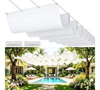 Tenda a Rullo Scorrevole a Forma di U 40 x 620 cm Regolabile, Resistente Agli Strappi, Impermeabile, Anti-Uv 98%, Protezione Solare Tenda da Sole per Esterno per Giardino Sabbia, Bianco