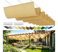 Tenda a Rullo Scorrevole a Forma di U 480 x 780 cm Personalizzabile, Regolabile, Protezione Dai Raggi Uv, Protezione Solare, Impermeabile Onda Vela D'Ombra Ricambio per Esterni, Giallo sabbia