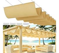 Tenda a Rullo Scorrevole a Forma di U 55 x 350 cm Regolabile, Resistente Agli Strappi, Impermeabile, Anti-Uv 98%, Protezione Solare Scorrevole Tenda a Vela Parasole per Giardino Sabbia, Giallo sabbia