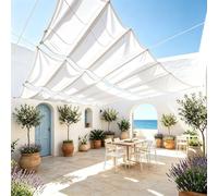 Tenda a Rullo Scorrevole a Forma di U 900 x 1000 cm Regolabile, Resistente Agli Strappi, Impermeabile, Anti-Uv 98%, Protezione Solare Tenda da Sole Pergola Regolabile per Piscinae, Bianco