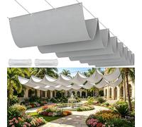 Tenda a Rullo Scorrevole a Forma di U 96 x 125 cm Regolabile, Resistente Agli Strappi, Impermeabile, Anti-Uv, Protezione Solare Scorrevole Tenda a Vela Parasole per Balcone Piscinae, Grigio Chiaro