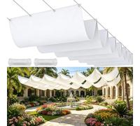 Tenda a Rullo Scorrevole a Forma di U 96 x 255 cm Regolabile, Resistente Agli Strappi, Impermeabile, Anti-Uv, Protezione Solare Scorrevole Tenda a Vela Parasole per Balcone Piscinae, Bianco