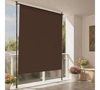 Tenda a rullo verticale impermeabile per esterni, 2 m, con manovella, protezione solare, per balcone e terrazza, facile da installare, senza fori (marrone)