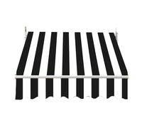 Tenda a scomparsa manuale in tessuto di ricambio, 500 x 400 cm, a righe bianche e nere, parasole per esterni, per patio, facile da installare, protezione UV, telaio non incluso