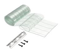 Tenda a strisce in vinile trasparente in PVC con staffa di montaggio per walk-in freezer, refrigeratori, porte, magazzini, 17 x 19 cm, trasparente (trasparente, 17 x 19 cm)