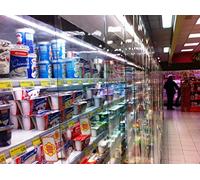 Tenda a Strisce PVC Crystal per banco murale frigo, Barriera termica. (L.207 x H.140)