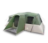 Tenda a tunnel per 16 persone, verde, impermeabile, con 2 cabine letto, 7 finestre, connettore E, 550 x 520 x 201 cm, poliestere rivestito in poliuretano, facile da trasportare, per campeggio