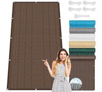 Tenda a Vela 135 x 390 cm Permeabile All'Aria e All'Acqua Rettangolare, Tenda Parasole per Esterno con Funi di Tensione per Esterno, Terrazza, Piscina, Marrone