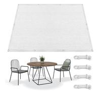 Tenda a Vela 240 x 240 cm Permeabile All'Aria e All'Acqua Rettangolare, Tenda Parasole Telo Ombreggiante con Fune e Occhiellato per Esterno Giardino Terrazza, Bianco
