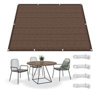 Tenda a Vela 240 x 300 cm Permeabile All'Aria e All'Acqua Rettangolare, Tenda Parasole Telo Ombreggiante con Fune e Occhiellato per Esterno Giardino Terrazza, Marrone
