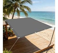 Tenda a Vela 340 x 400 cm Protezione UV Resistente Telo Parasole con Occhielli e Corda per Esterno, Giardino e Terrazza, Balconi, Pergola Piscinae Campeggio, Grigio Chiaro