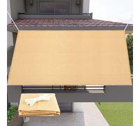 Tenda a Vela 360 x 400 cm Poliestere Traspirante Ombreggiante Traspirante Idrorepellente, con Corde di Supporto per Esterno, Giardino e Terrazza, Piscina, Color Crema