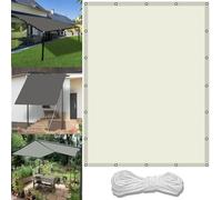 Tenda a Vela Impermeabile 1.4 x 3.2 m Impermeabile Rete Ombreggiante con Occhielli Protezione Raggi UV HDPE Rete Parasole per Esterno Giardino Arredo, Avorio