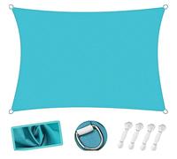 Tenda a Vela Impermeabile 1.6 x 3 m Protezione Raggi UV Frangivista Balcone Recinzione con Corda, con Fune per Giardino Esterno terrazza Balcone Campeggio, Blu Cielo