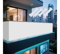 Tenda a Vela Impermeabile 155 x 305 cm Rettangolare 98% Anti-Uv Impermeabile Rettangolo Antipioggia, Antivento e Resistente Al Sole per Esterno Giardino, Terrazzo, Sabbia, Bianco