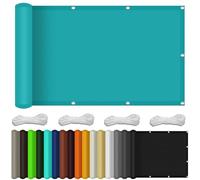 Tenda a Vela Impermeabile 90 x 250 cm Impermeabile, Resistente Al Vento Copri Ringhiera Balcone per Balcone con Fune e Occhiellato per Recinzione, Ringhiera, Blu Cielo