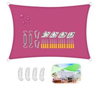Tenda a Vela Impermeabile Rettangolare Vela Ombreggiante Parasole Protezione Raggi UV per Esterno Giardino Terrazzo Balcon-Rose Red||3x3m(9.8x9.8ft)
