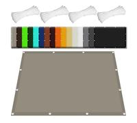 Tenda a Vela Ombreggiante Impermeabile 4 x 4 m Anti UV Corde di Supporto Telo Ombreggiante Occhiellato con Corde e Occhiello per Giardino, Terrazzo e Piscina, Tortora