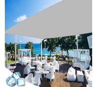 Tenda a Vela Ombreggiante Impermeabile Rettangolare 120 x 450 cm Impermeabile - Montaggio Facile e Veloce, Rete Ombreggiante da Giardino per Esterno, Giardino, Piscina, Grigio Chiaro