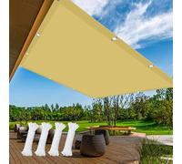 Tenda a Vela Ombreggiante Quadrata 210 x 540 cm Protezione Raggi UV Facile da Installare Tenda a Vela per Esterno Sole con Fune per Esterno Giardino Piscina, Giallo sabbia