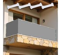 Tenda a Vela Parasole 114 x 285 cm Anti UV Corde di Supporto Vela Ombreggiante Antivento Anti UV Antivento con Occhielli con Fune per Giardino, Terrazza, Piscina e Esterni, Grigio Chiaro