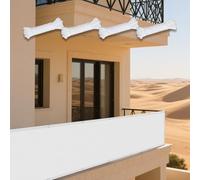 Tenda a Vela Parasole 130 x 500 cm Pes Poliestere Impermeabile Impermeabile Rete Termica Protezione Solare Antivento con Corda Libera Terraza, Jardín, Balcón, Camping, Bianco