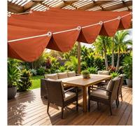 Tenda a Vela Parasole 150x600cm,Forma a Onda,Tessuto Oxford Impermeabile,Resistente agli Agenti Atmosferici e UV,Occhielli Inox e Corda Inclusi,per Pergola e Terrazza Rosso ruggine