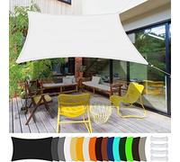Tenda a Vela Parasole 2.5 x 4.5 m Rettangolare Tenda a Vela Ombreggiante Telo 185gGSM Oxford per Giardino Terrazzo e Campeggio, Bianco