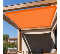 Tenda a Vela Parasole 390 x 430 cm Protección Rayos UV Tenda da Sole Impermeabile con Occhielli e Corda per Esterno, Giardino e Terrazza, Piscina, Arancione