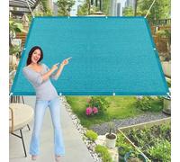 Tenda a Vela Parasole 430 x 445 cm Permeabile All'Aria e All'Acqua Rettangolare, Rete Ombreggiante da Giardino con Fune e Occhiellato per Esterno Giardino Terrazza, Blu Cielo