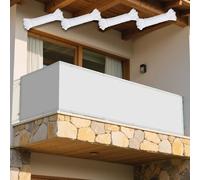 Tenda a Vela Parasole 74 x 325 cm Anti UV Corde di Supporto Vela Ombreggiante Antivento Anti UV Antivento con Occhielli con Fune per Giardino, Terrazza, Piscina e Esterni, Bianco