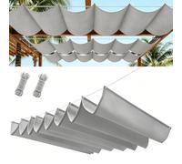 Tenda a Vela Parasole a Onda Retrattile 100 x 250 cm Parasole Idrorepellente e Antivento Robusto e Stabile Vela da Giardino per Auto Cane Pergola Piante, Grigio Chiaro