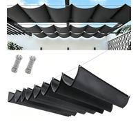 Tenda a Vela Parasole a Onda Retrattile 200 x 2000 cm Parasole Idrorepellente e Antivento Robusto e Stabile Telo Ombra per Esterno Giardino Terrazzo Balcone, Grigio Scuro