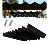 Tenda a Vela Parasole a Onda Retrattile 325 x 750 cm Parasole Idrorepellente e Antivento Robusto e Stabile Vela da Giardino per Auto Cane Pergola Piante, Nero