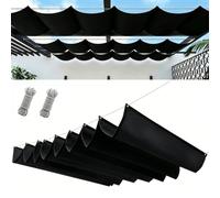 Tenda a Vela Parasole a Onda Retrattile 450 x 1700 cm Parasole Idrorepellente e Antivento Robusto e Stabile Telo Ombra per Esterno Giardino Terrazzo Balcone, Nero