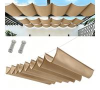 Tenda a Vela Parasole a Onda Retrattile 450 x 2000 cm Parasole Idrorepellente e Antivento Robusto e Stabile Telo Ombra per Esterno Giardino Terrazzo Balcone, Cachi