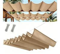 Tenda a Vela Parasole a Onda Retrattile 525 x 650 cm Parasole Idrorepellente e Antivento Robusto e Stabile Vela da Giardino per Auto Cane Pergola Piante, Cachi