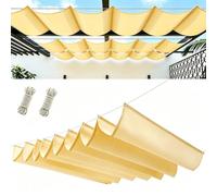 Tenda a Vela Parasole a Onda Retrattile 950 x 2000 cm Parasole Idrorepellente e Antivento Robusto e Stabile Telo Ombra per Esterno Giardino Terrazzo Balcone, Color Crema
