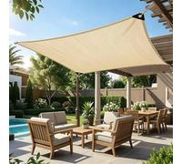 Tenda a vela parasole beige crema 98% for tettoia da esterno for posto auto coperto da giardino, schermo for la privacy permeabile con bordi rinforzati e occhielli in metallo(0.9x2m)
