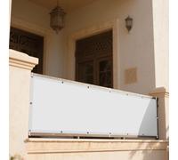 Tenda a Vela per Esterno Rettangolare 75 x 265 cm Pes Poliestere Impermeabile Impermeabile Rettangolo con Corde e Occhiello per Esterno, Giardino, Terrazzo e Campeggio, Bianco