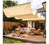 Tenda a Vela Retrattile Esterna 1x4m Telo Onde per Patio Pro sabbia