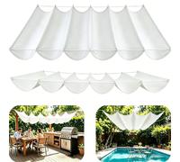 Tenda a vela retrattile, tenda a vela a onda per esterni, personalizzabile, liberamente retrattile, tessuto ispessito con corda patio per sedie all'aperto per ristoranti, caffè-bianco||50x600cm