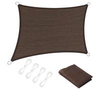 Tenda a Vela Rettangolare 1.3 x 3.4 m Rettangolare Protezione Solare Anti UV HDPE Traspirante Tenda da Sole Parasole con Fune per Giardino, Terrazza, Piscina (Personalizzabile), Marrone