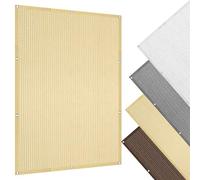 Tenda a Vela Rettangolare 155 x 355 cm Permeabile All'Aria e All'Acqua Rettangolare, Tenda Parasole Telo Ombreggiante con Fune e Occhiellato per Esterno Giardino Terrazza, Color Crema