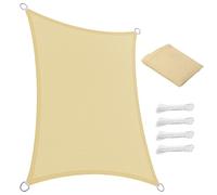Tenda a Vela Rettangolare 170 x 430 cm Rettangolare Protezione Solare Anti UV HDPE Traspirante Tessuto Ombreggiante con Fune per Giardino, Terrazza, Piscina (Personalizzabile), Color Crema