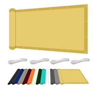 Tenda a Vela Rettangolare 60 x 380 cm Anti Raggi UV Impermeabile Tenda a Vela Impermeabile e Antivento per Esterno/Giardino/Terrazzo/Balcone, Giallo sabbia
